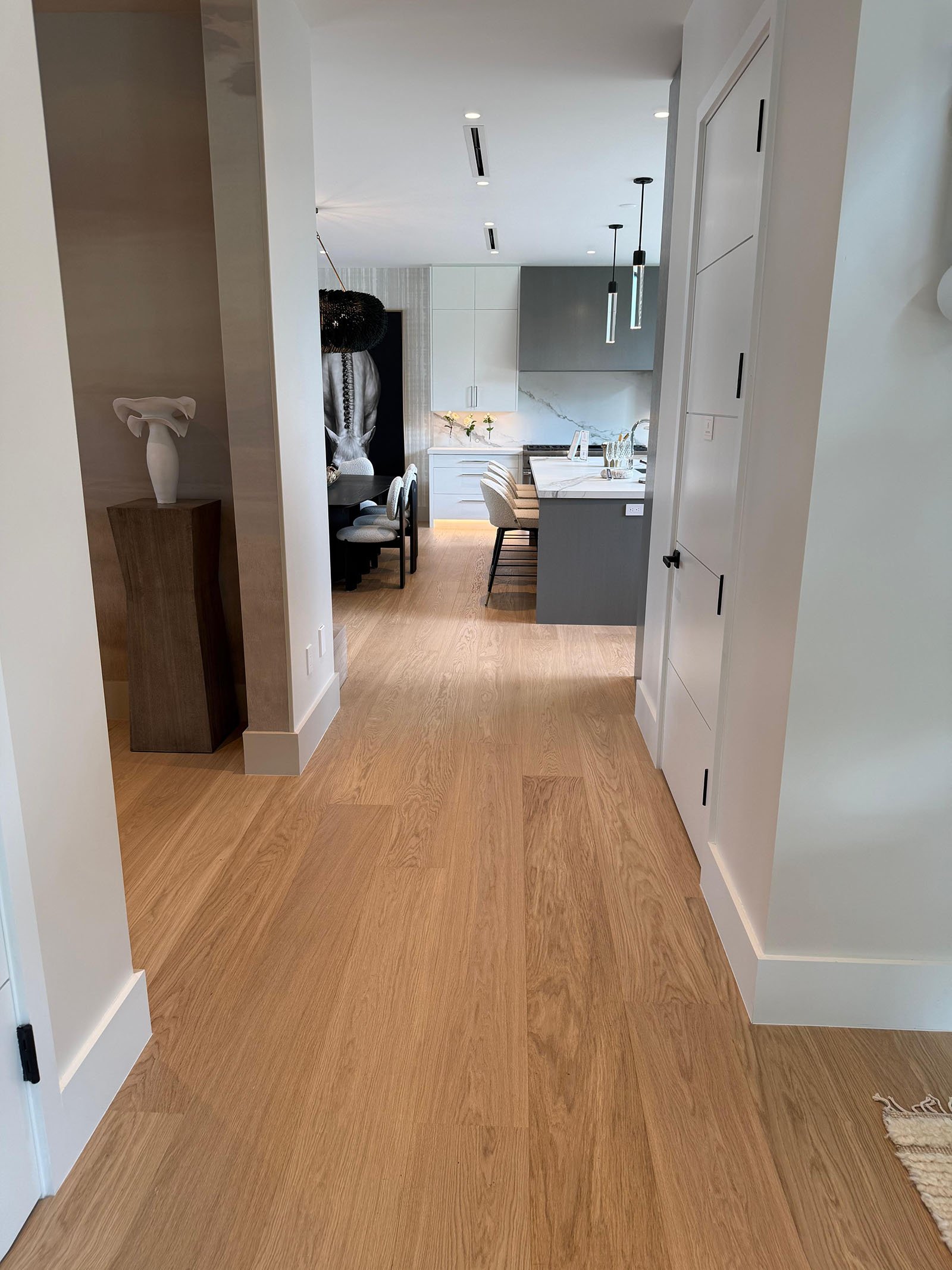 Luxury residence hallway and kitchen — completed