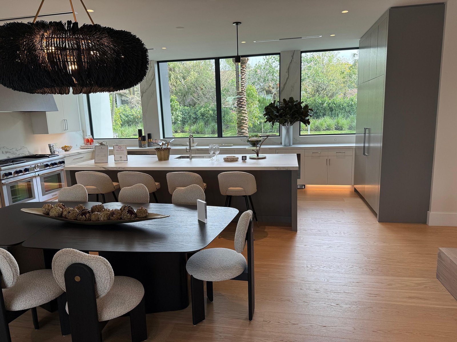 Luxury open kitchen and dining room — completed